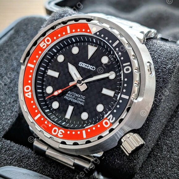 Seiko Other - Automatic Tuna Canned Diver black carbon fiber Mod Watch 46mm Sapphire 24jewels